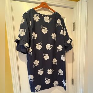 Banana Republic Navy Dress with White Floral Print